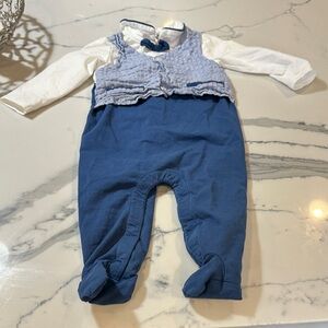 Blue and White Baby Romper